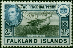 Falkland Islands 1949 2 1/2d Black & Blue SG152 V.F.U (2)