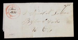 Canada 1838 CHATHAM Stampless Folded Letter 7d to Daniel McLachlin BYTOWN MILLS