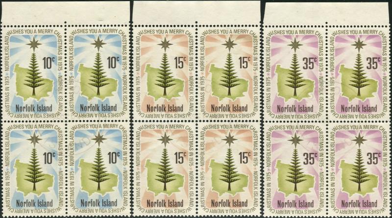 Norfolk Island 1975 SG165-167 Christmas star and pine set blocks FU