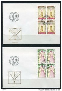 Liechtenstein 1985  3 FDC Sc 810-2   Stamps in Block of 4