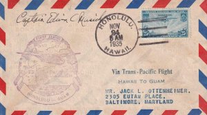 1935, 1st Clipper Flt., Honolulu, HI to Guam, Signed by Capt. (S19902) 