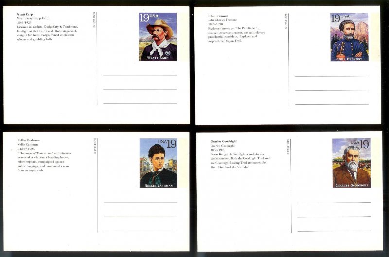 UNITED STATES (20) Postal Cards Sc#UX178-197 Western Legends Complete Set MNH