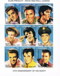 Tanzania 808 MNH Elvis Sheet of 9 (ML0289)