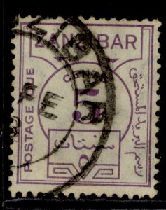 ZANZIBAR GV SG D25, 5c violet, USED. Cat £14.