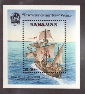 1991  #729 Bahamas MNH sailing ship souvenir stamp  cv$13