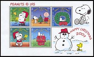 Gibraltar 894a, MNH, Snoopy and Peanuts Characters souvenir sheet,Christmas 2001