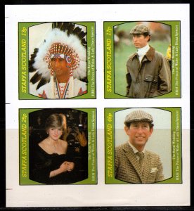 Staffa 1981 PRINCESS DIANA & PRINCE CHARLES ROYAL WEDDING Shlt.IMPERFRORATED MNH