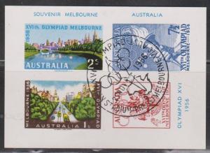 AUSTRALIA - 1956 Melbourne Olympics Souvenir Sheet - Cancelled