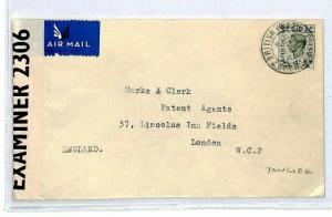 CS185 MOROCCO AGENCIES Cover GB 4d British Post Office Tangier 1940 WW2 Censor