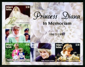 ANTIGUA & BARBUDA 2022 PRINCESS DIANA IN MEMORIAM IMPERF SHEET MINT NH