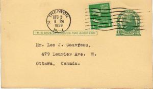 United States Jersey Trenton 1939 machine  1c Washington Prexie on 1c Green J...