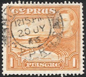 CYPRUS 1938 Sc 146 Used 1pi VF,  NICOSIA  postmark/cancel