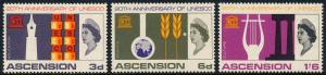 Ascension 1967 20th Anniversary of U.N.E.S.C.O. Set of 3 SG107-109 MNH