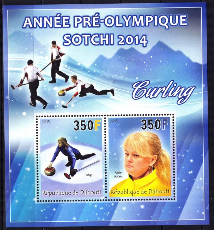 Djibouti 2013 Olympics Games Sochi 2014 (XII) Curling Sheet MNH