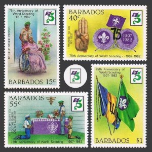 Barbados 589-592, lightly hinged. Michel 566-569. Scouting Year 1982, Flags.