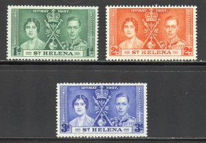 St Helena Scott 115-17 Unused LHOG - 1937 Coronation Issue - SCV $1.45