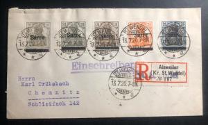 1920 St Wendel Germany Cover To Chemnitz Saargebiet MI# 1 And 2 W Certificate