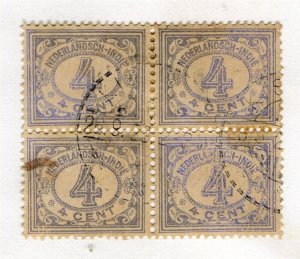NETHERLAND INDIES; Early 1900s Numeral issue fine used 4c. Block