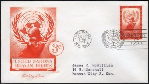 United Nations SC#29 3¢ United Nations Day FDC (1954) Addressed