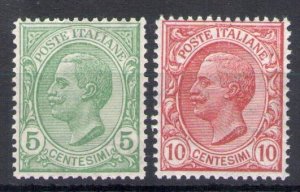 1906 Italy - Kingdom, No. 81/82 - 15 cents green - 10 cents pink, Good Center -