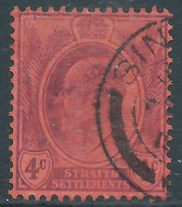 Straits Settlements, Sc #111, 4c Used