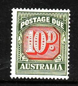 Australia-Sc#J93- id4-unused hinge 10p postage due -1958-60