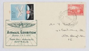 AUSTRALIA 1937 Airmail Exhib green printing cover with green vignette block.