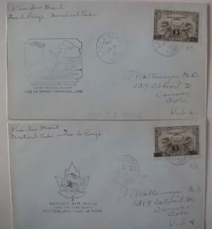 CANADA  SASK 2 FLIGHT COVERS prince albert to MONTREAL  1932 #C3 cat.$45.00 each
