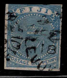 FIJI Scott 15 Used  Crown VR stamp 1871 cut short perfs