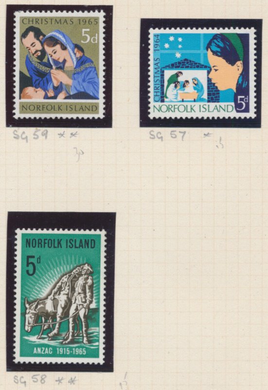 Norfolk Island Christmas 1965 SG 57 MH, 58 MNH, SG 59 MNH 