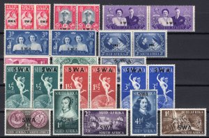 South West Africa: Nice Lot Older Mint Stamps with Pairs