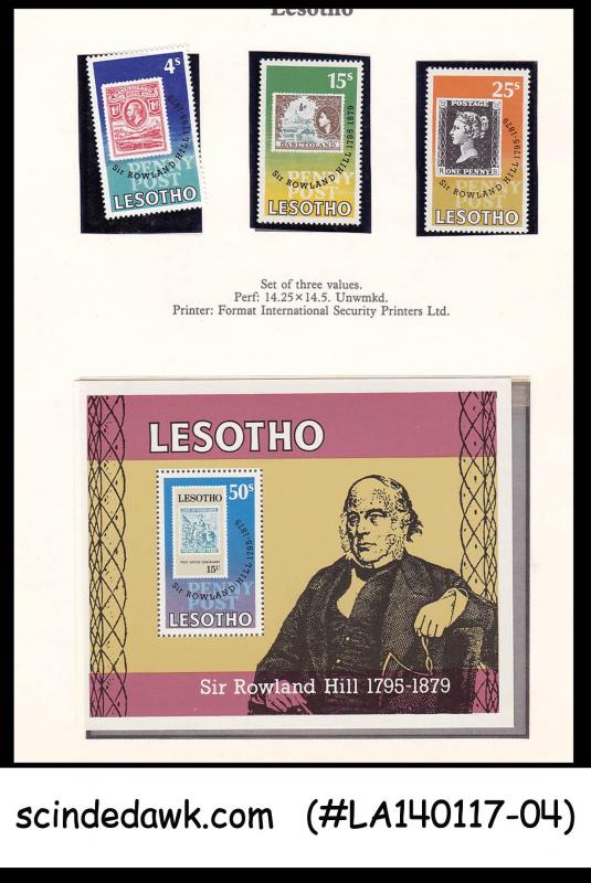 LESOTHO - 1979 DEATH CENT OF SIR ROWLAND HILL  3-STAMPS & 1-M/S - MNH