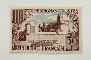 France 1959 Scott 936 MNH - 30fr,  Perpignan Castle