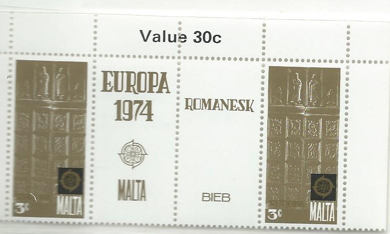 Malta #481   3c 1974 Europa  pairs & labels   (MNH)