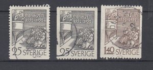 J30223, 1952 sweden set used #432-4 designs