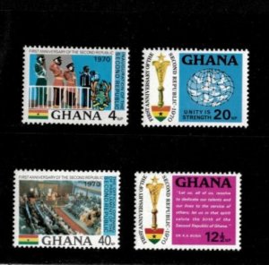 Ghana 1970 - Second Republic Anniversary - Set of 4 Stamps Scott #398-401 - MNH