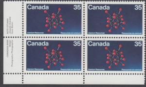 Canada - #865 Uranium Plate Block - MNH