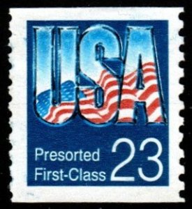 SC# 2607 - (23c) - USA & Flag - Pre-Sorted First-Class, used coil single