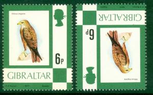 GIBRALTAR 1977 6p Black Kite BIRDS Scott 347 ERROR Inverted WATERMARK SG 381a NH