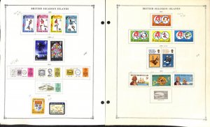 Solomon Islands Stamp Collection on 22 Scott International Pages, 1946-1976