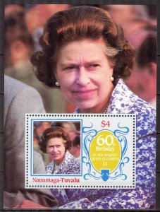 Tuvalu - Nanumaga 1986 60th Birthday of Queen Mother Elizabeth II S/S MNH