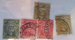 British South Africa Company/Rhodesia SC #119 #120 #120b #121 used stamps