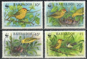 Barbados Stamp 795-798  - Yellow Warbler-WWF