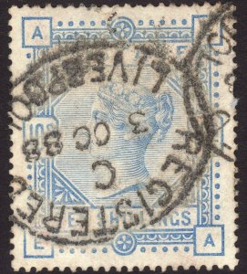 1884 Great Britain QV 10/ used 10/3/1888 date register cancel Sc# 109 CV $825.00