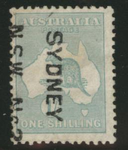 AUSTRALIA  Scott 98 the 1 shillling  Kangaroo Map stamp C...