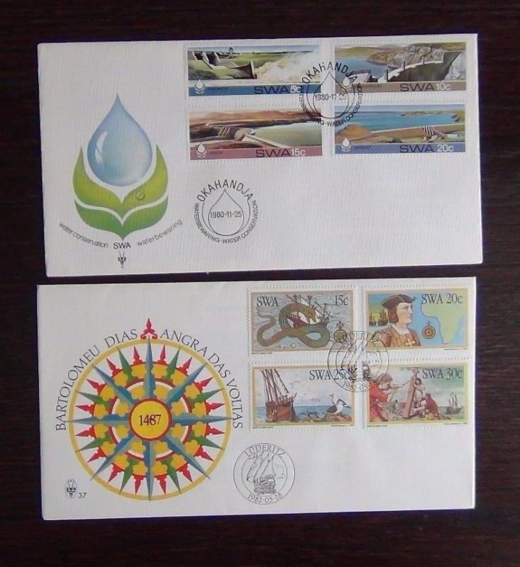 South West Africa 1977 1982 FDC x 10 Animals Airport Dams Canyon Salt Churches