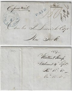 1837 Stampless - Double-Express Rate New Orleans to NY -  H1055