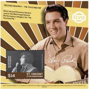 St. Vincent 2016 - Elvis, Life in Stamps, Second Grammy - Souvenir Sheet - MNH