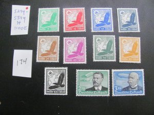 Germany 1934 MNH  MI. 529Y-539Y GUM VARIETY XF 1100 EUR (174)