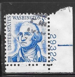 USA 1283B: 5c George Washington, plate no single, used, F-VF